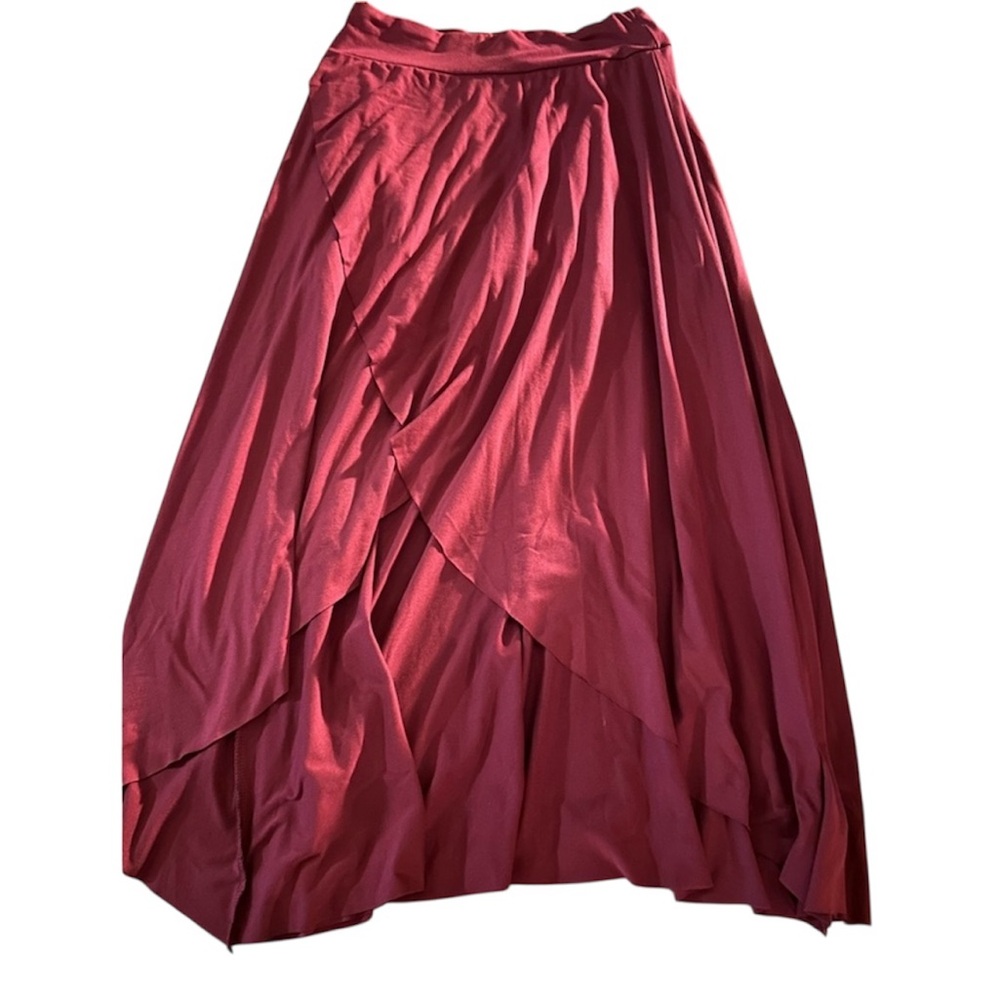 Red Women's Wrap style Maxi Skirt  with tulip hem- size large